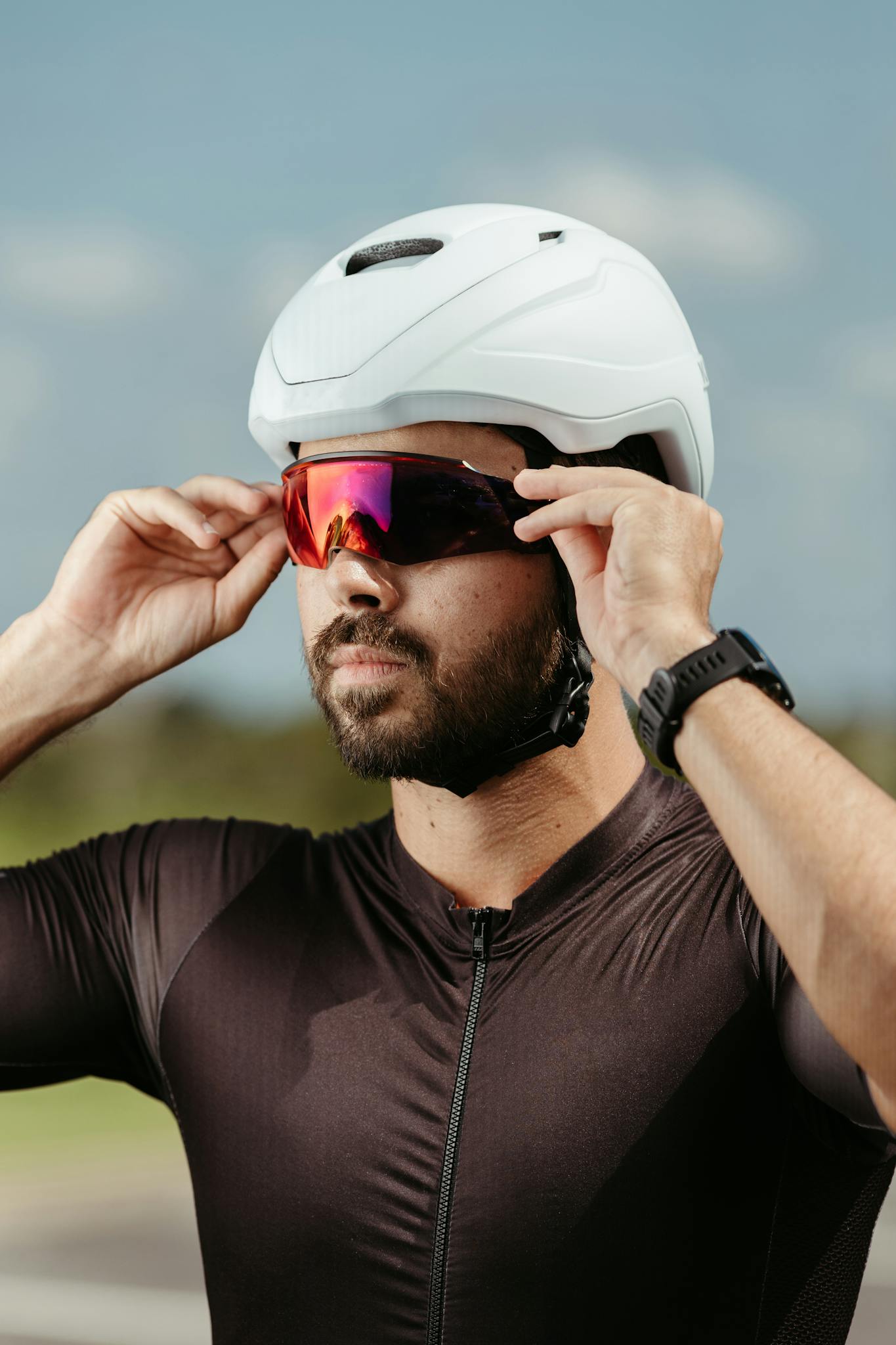 A man wearing a helmet and goggles